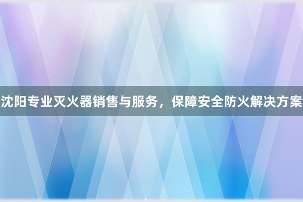 沈阳专业灭火器销售与服务，保障安全防火解决方案